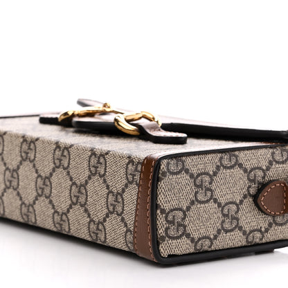 Gucci GG Supreme Monogram Mini Horsebit 1955 Shoulder Bag Beige Brown Sugar 10 of 11