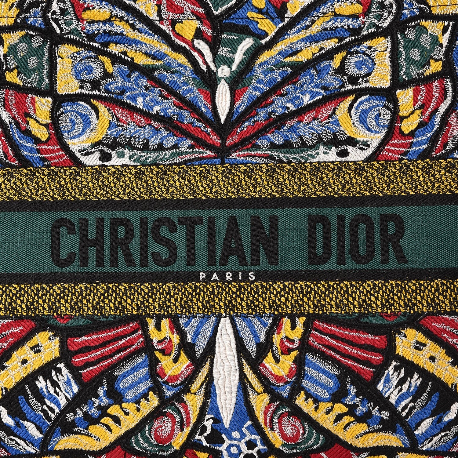 Christian Dior Canvas Embroidered Butterfly Book Tote Black Multicolor 9 of 9
