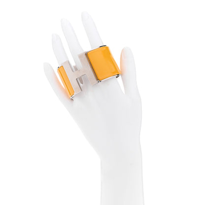 Hermes Enamel Extra Wide Clic Clac H Bracelet PM Jaune Madras 2 of 5