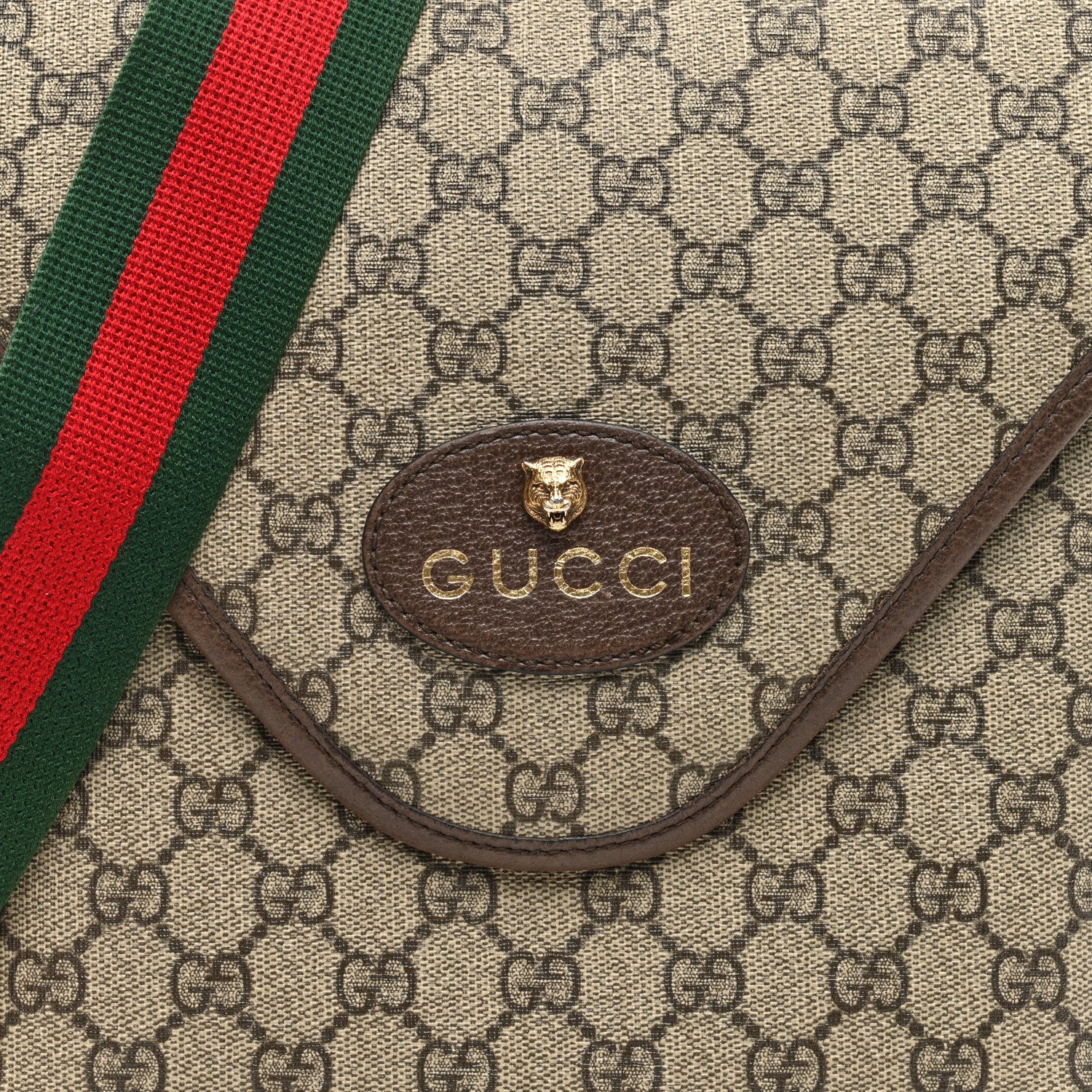 Gucci GG Supreme Monogram Web Medium Neo Vintage Flap Messenger Bag Beige New Acero 10 of 12