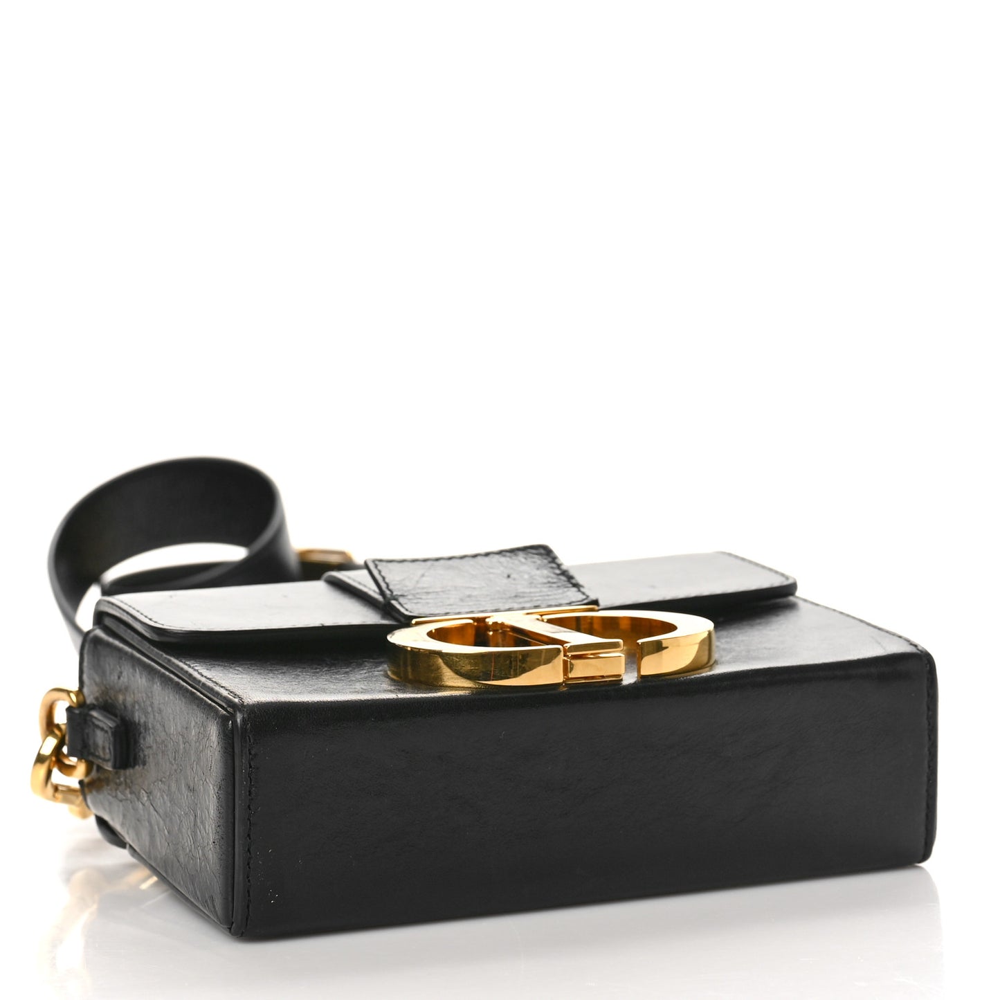 Crackled Lambskin 30 Montaigne Box Bag Black