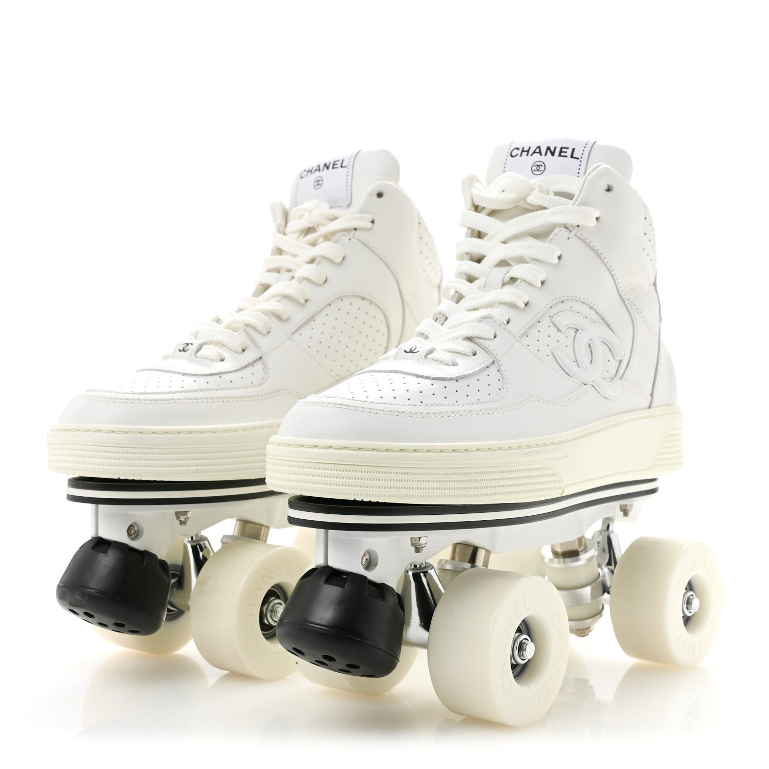 Chanel Calfskin Womens Roller Skates 39 White 4 of 9