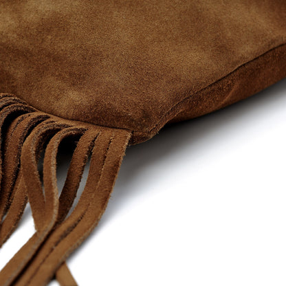 Saint Laurent Suede Fringe Small Monogram Bucket Bag Light Ocre 9 of 9