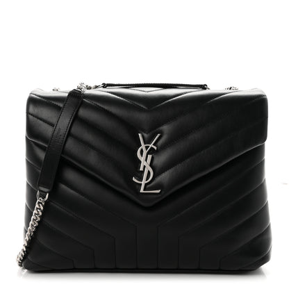 Saint Laurent Calfskin Y Quilted Monogram Medium Loulou Chain Satchel Black 1 of 10