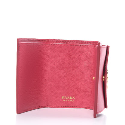 Prada Saffiano Metal Small Tri-Fold Wallet Peonia 5 of 6