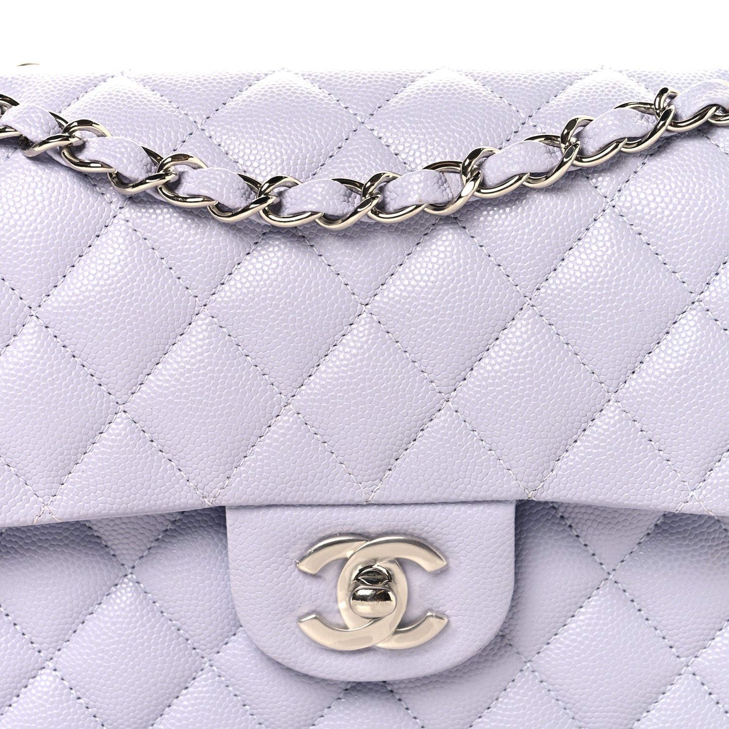 Caviar Quilted Small Double Flap Light Purple