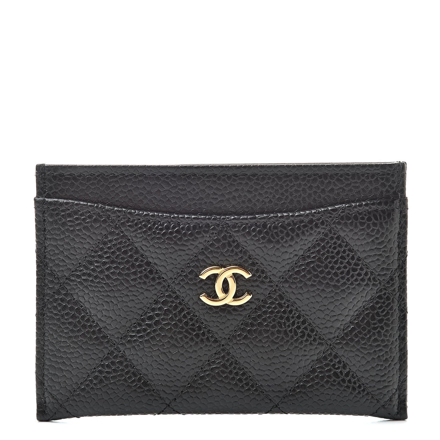 Caviar Quilted Card Holder Black