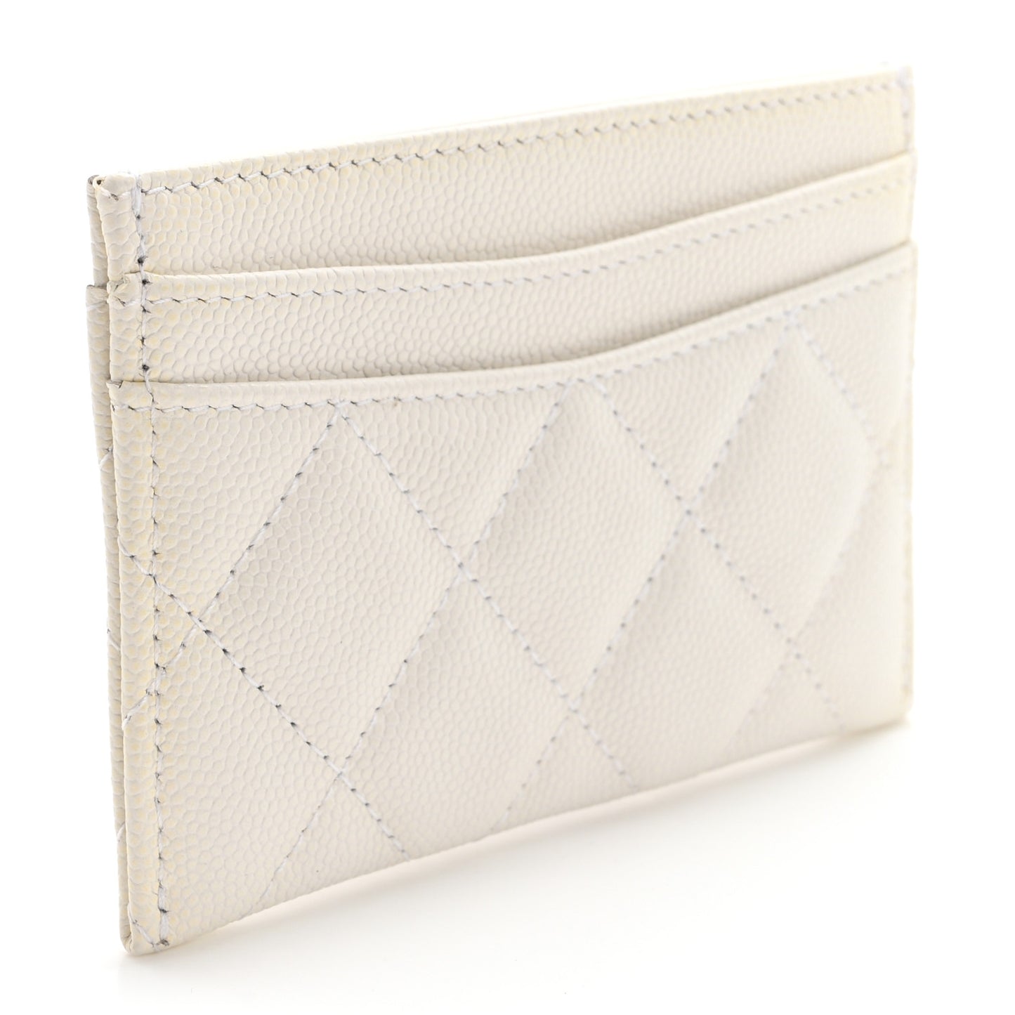 Caviar Quilted Card Holder White