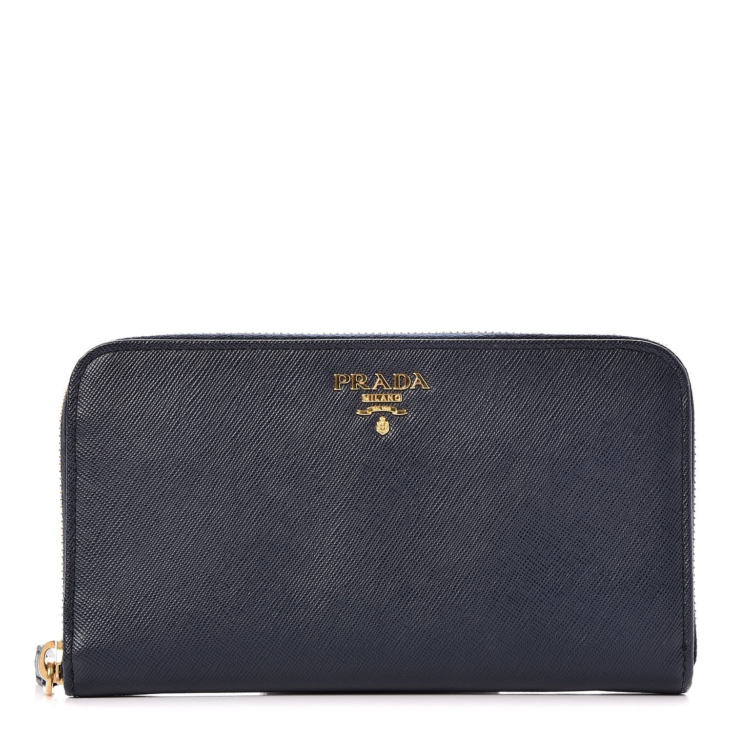 Prada Saffiano Metal Zip Around Wallet Baltico 1 of 8