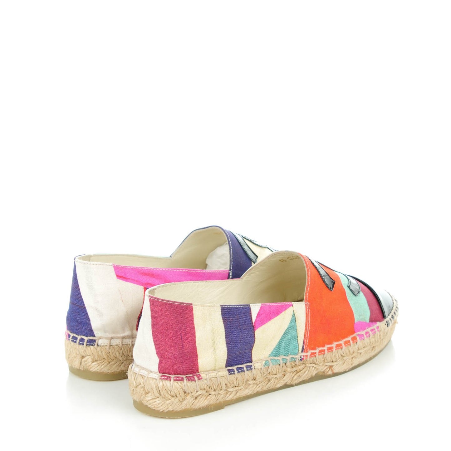 Patent Fabric Striped CC Espadrilles 35 Multicolor Black