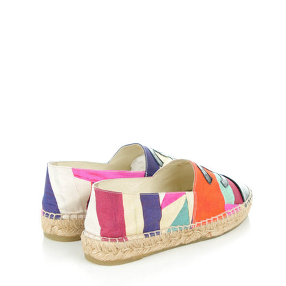 Chanel Patent Fabric Striped CC Espadrilles 35 Multicolor Black 4 of 9