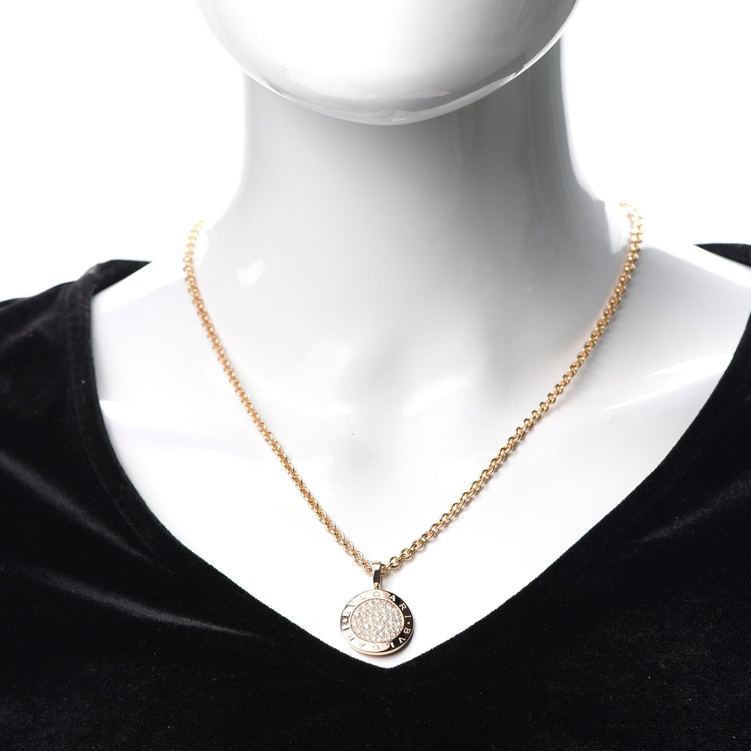 Bulgari 18K Rose Gold Diamond Large BVLGARI BVLGARI Pave Pendant Necklace 2 of 4