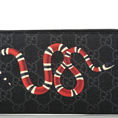 Gucci GG Supreme Monogram Kingsnake Zip Around Wallet Black Grey 5 of 8