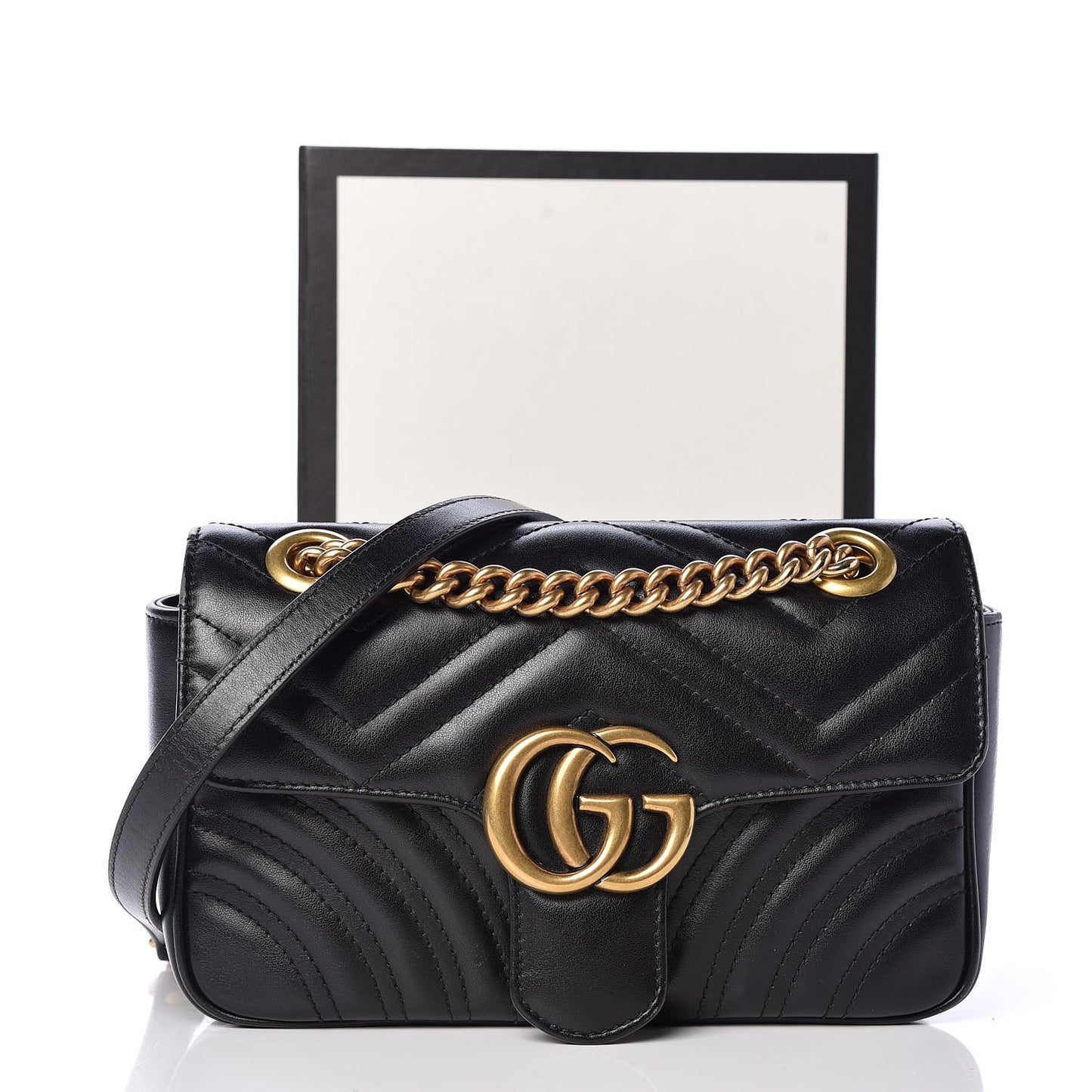 Calfskin Matelasse Mini GG Marmont Shoulder Bag Black