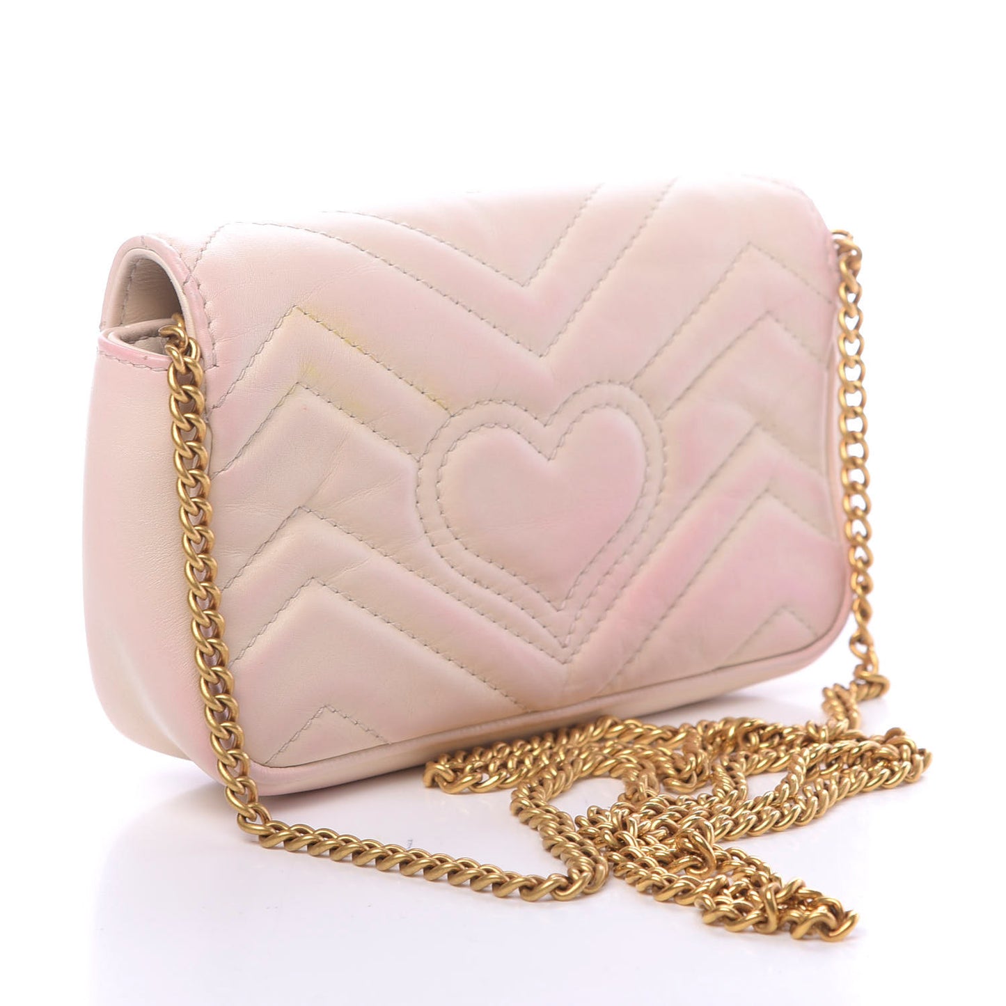 Calfskin Matelasse Super Mini GG Marmont Shoulder Bag White