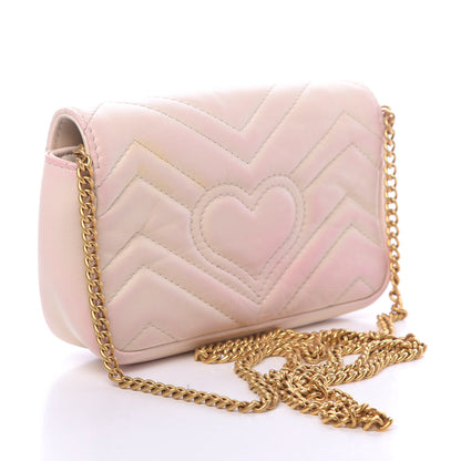 Gucci Calfskin Matelasse Super Mini GG Marmont Shoulder Bag White 3 of 19