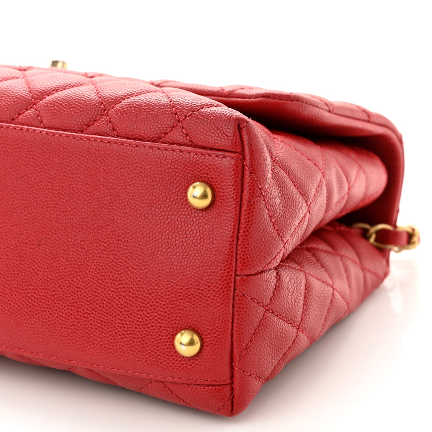 Caviar Quilted Small Coco Handle Flap Red