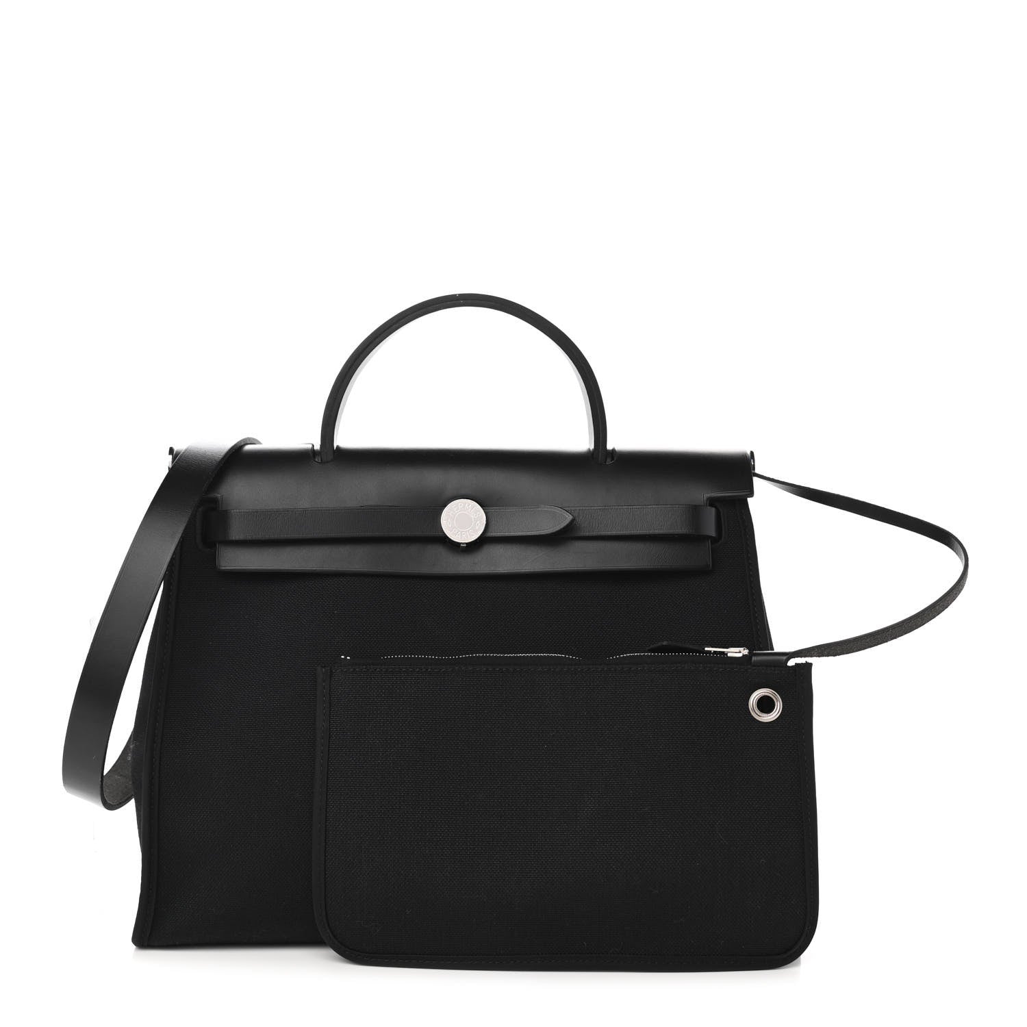 Hermes Military Toile Vache Hunter Herbag Zip PM 31 Black 1 of 11