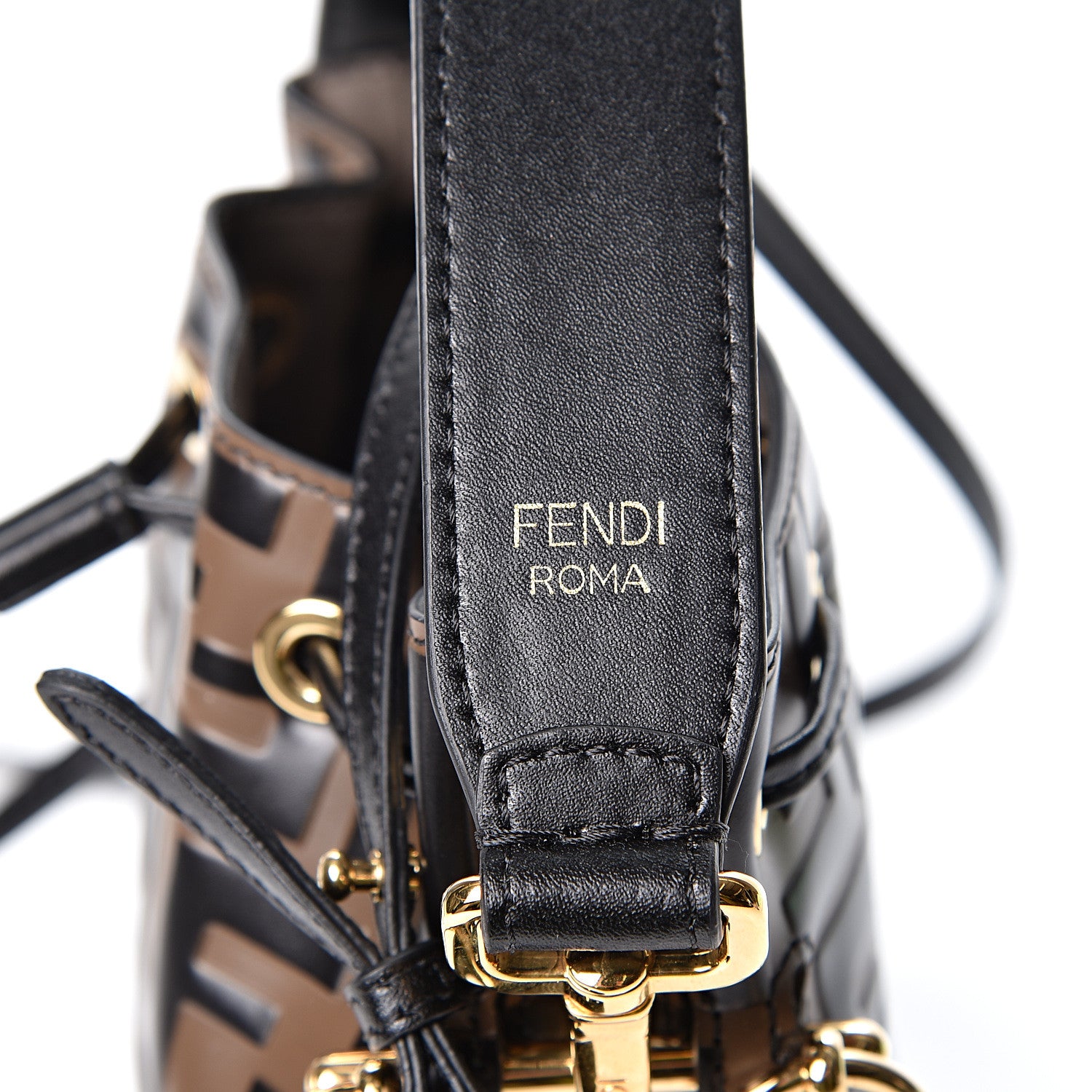 Fendi Vitello Liberty F is Fendi Bi-Color FF 1974 Embossed Mini Mon Tresor Bucket Bag Maya Black 8 of 10