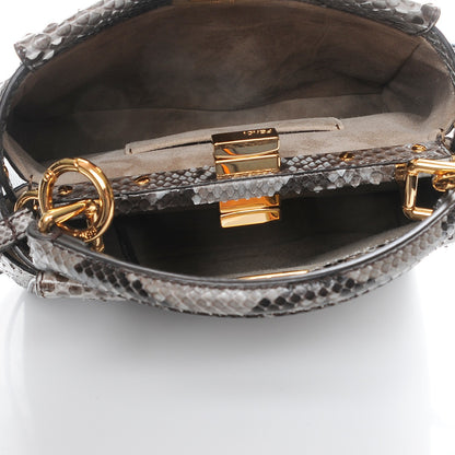 Fendi Snakeskin Camoscio Mini Peekaboo Iconic Satchel Asfalto Nocciola 6 of 8