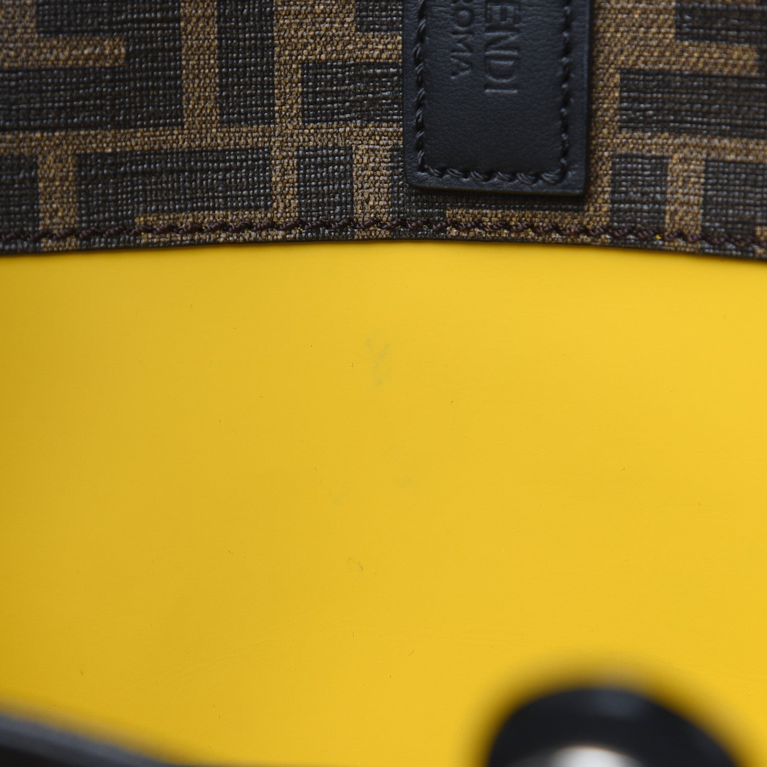 Fendi Glazed Fabric Vitello Century FF 1974 Roma Amor Tote Tobacco Moro Black Limone 13 of 13