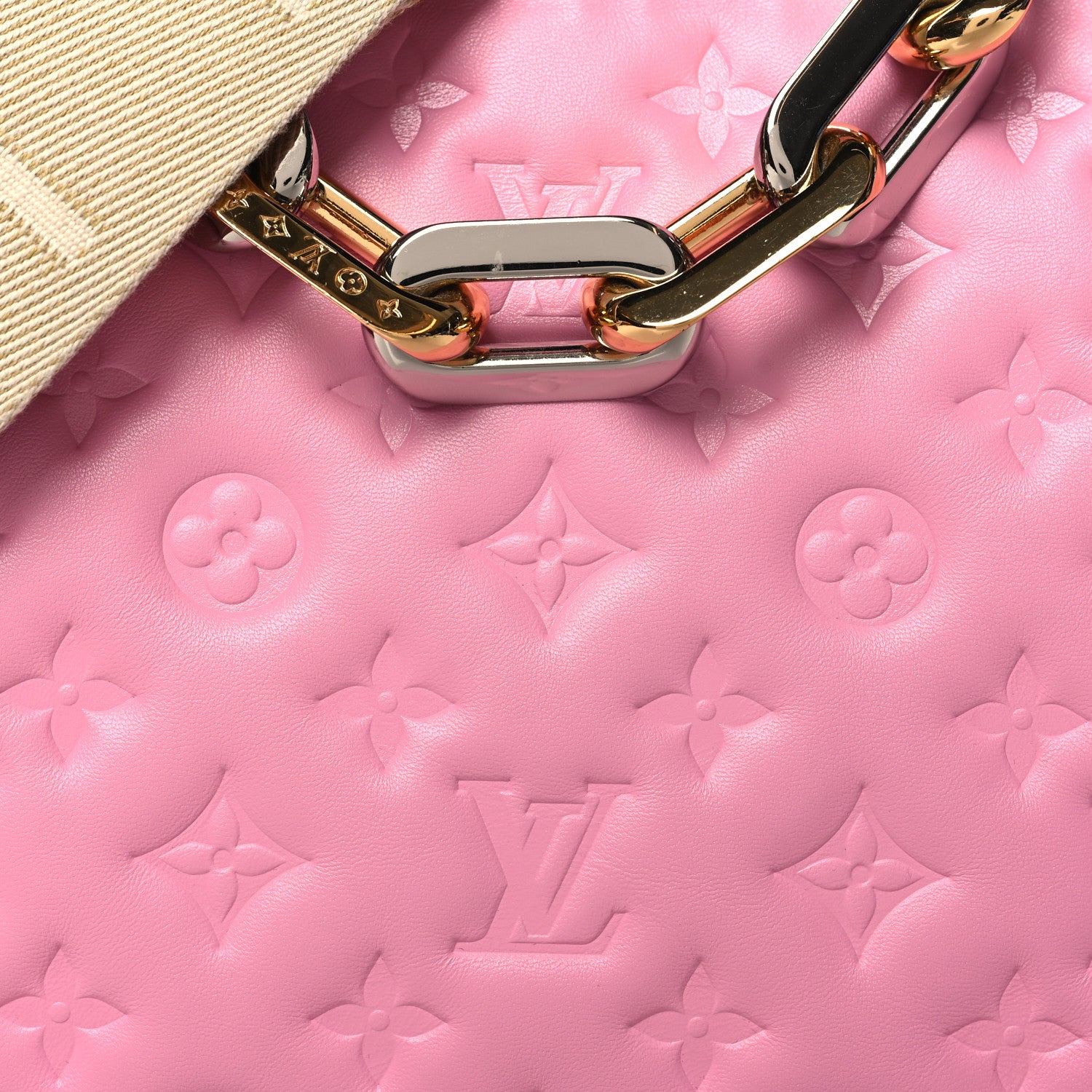 Louis Vuitton Lambskin Embossed Monogram Coussin PM Rose Bonbon 9 of 11