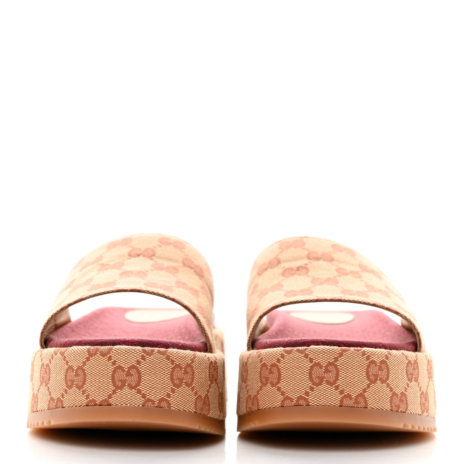 Gucci Canvas GG Monogram Angelina Platform Slide Sandals 39.5 Beige Ruggine 2 of 10