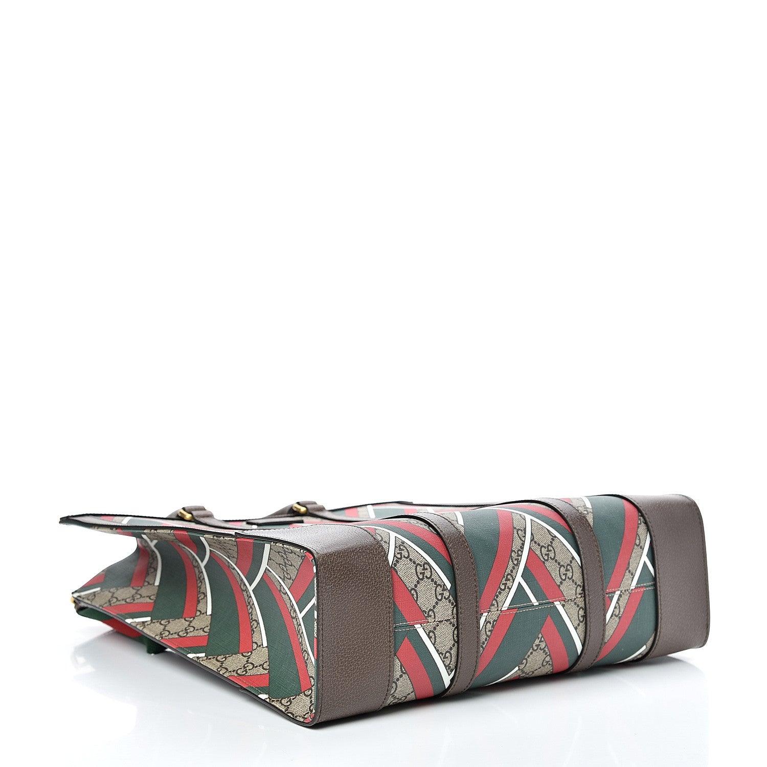 Gucci GG Supreme Monogram Chevron Web Vertical Tote Beige Green Red New Acero 3 of 12