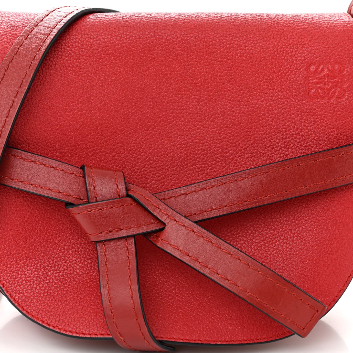 Grained Calfskin Small Gate Crossbody Bag Scarlet Burnt Red