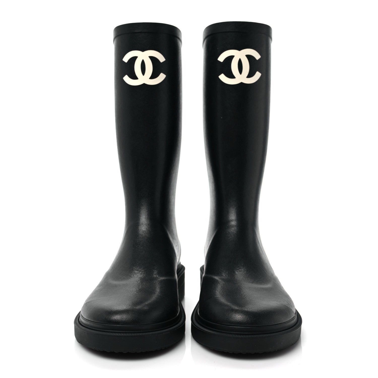 Chanel Caoutchouk CC High Boots 39 Black 2 of 8