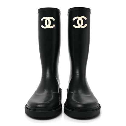 Chanel Caoutchouk CC High Boots 39 Black 2 of 8