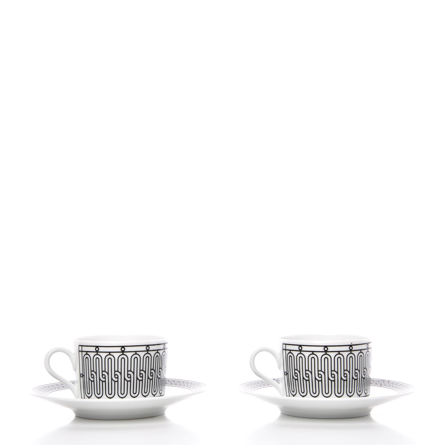 Hermes Porcelain H Deco Tea Cup And Saucer Set Of 2 2 of 8