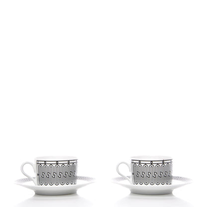 Hermes Porcelain H Deco Tea Cup And Saucer Set Of 2 2 of 8
