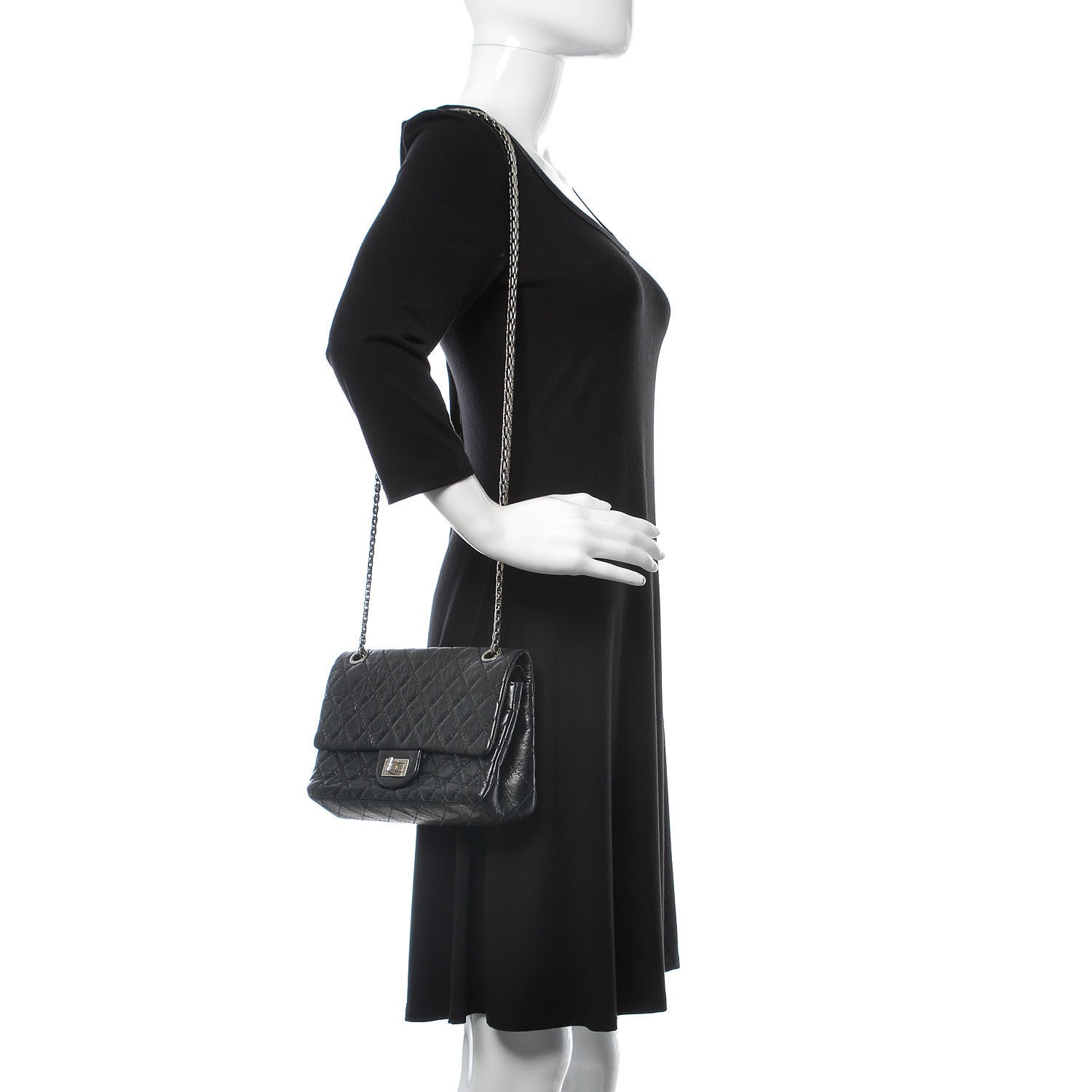 Chanel Aged Calfskin Quilted 2.55 Reissue 225 Flap Black 2 of 12