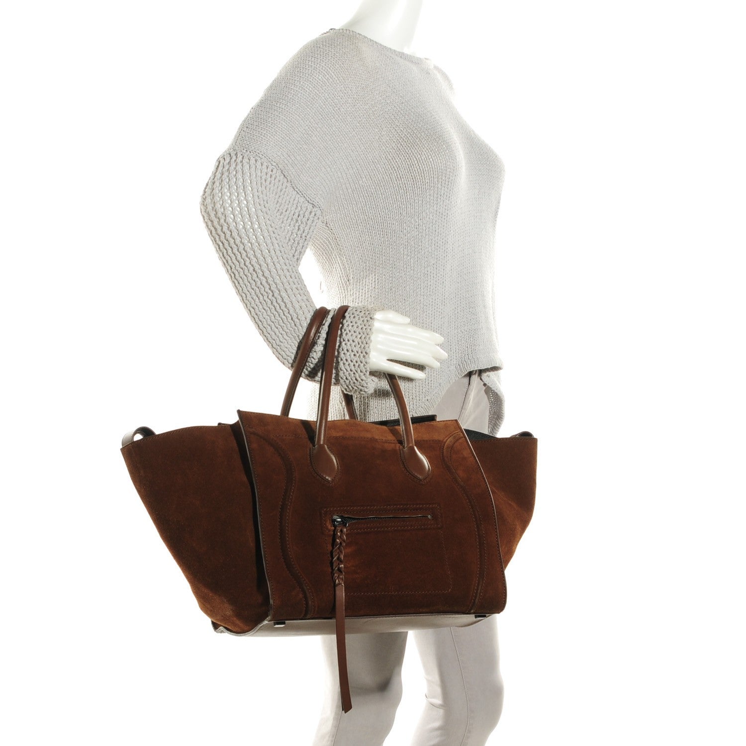 Celine Suede Medium Phantom Luggage Olive 2 of 7