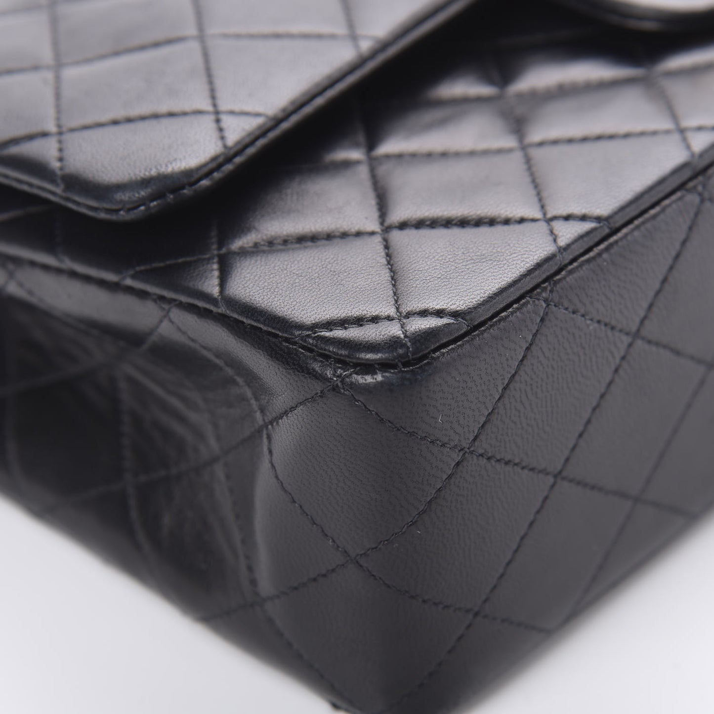 Lambskin Quilted Medium Double Flap Black