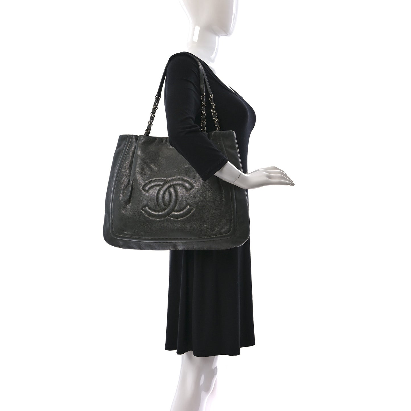 Caviar CC Timeless Shoulder Bag Gray