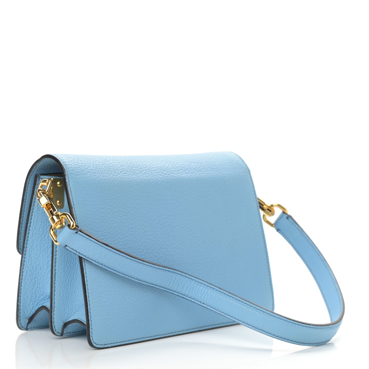 Dolce & Gabbana Grained Calfskin Rosalia Shoulder Bag Light Blue 3 of 12