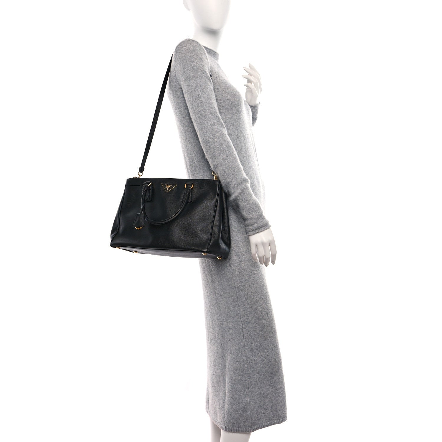 Prada Saffiano Medium Galleria Double Zip Tote Black 2 of 12