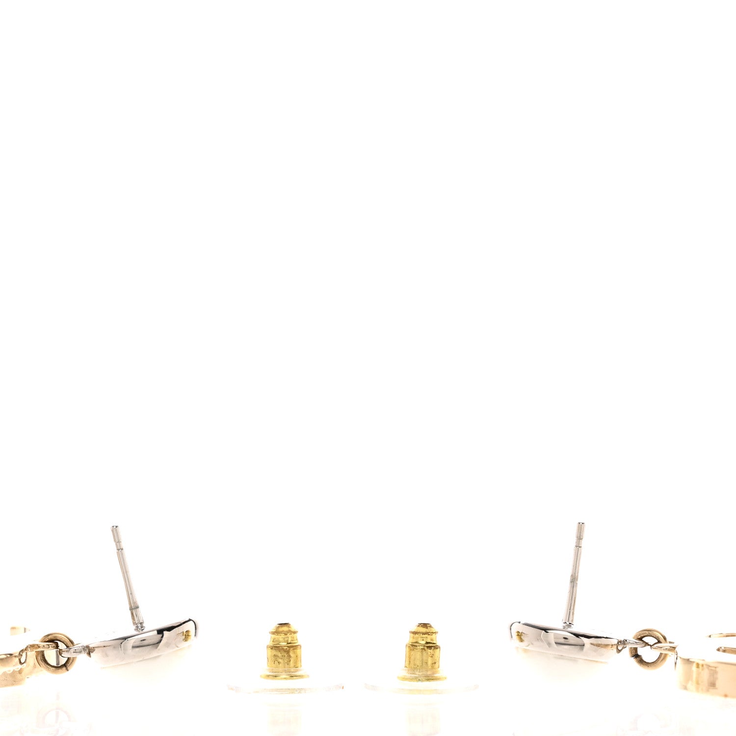 Chanel Crystal Pearl CC Drop Earrings Gold 3 of 4