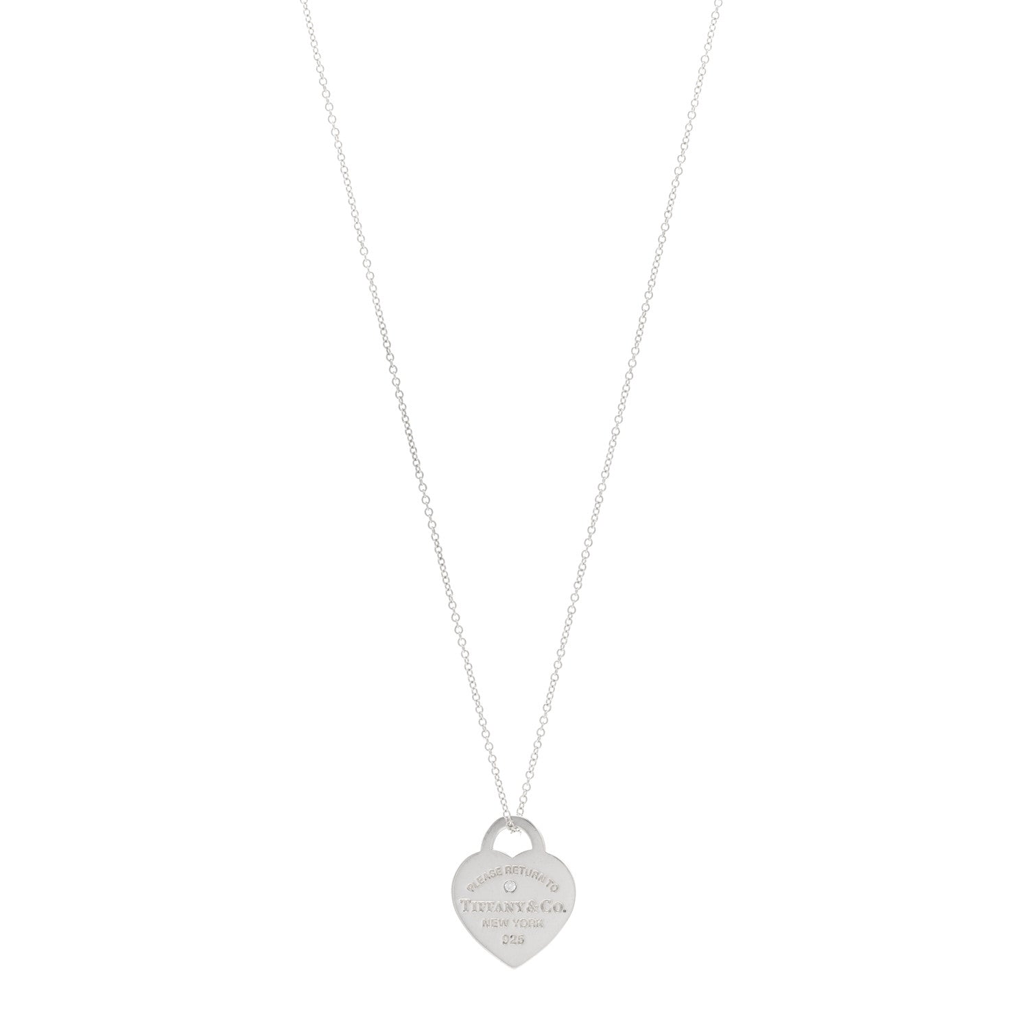 Tiffany Sterling Silver Diamond Small Return to Tiffany Heart Pendant Necklace 1 of 5