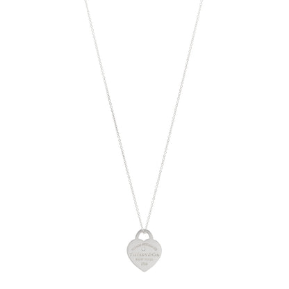 Tiffany Sterling Silver Diamond Small Return to Tiffany Heart Pendant Necklace 1 of 5