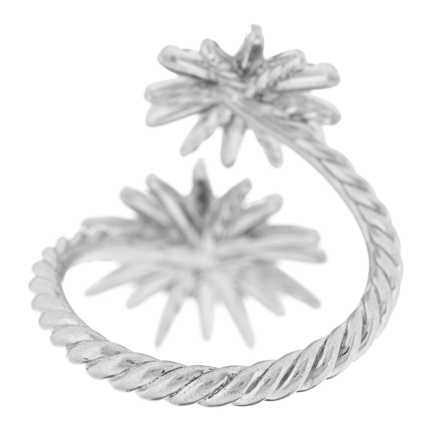 Sterling Silver Diamond 28mm Open Starburst Ring 56 7.5