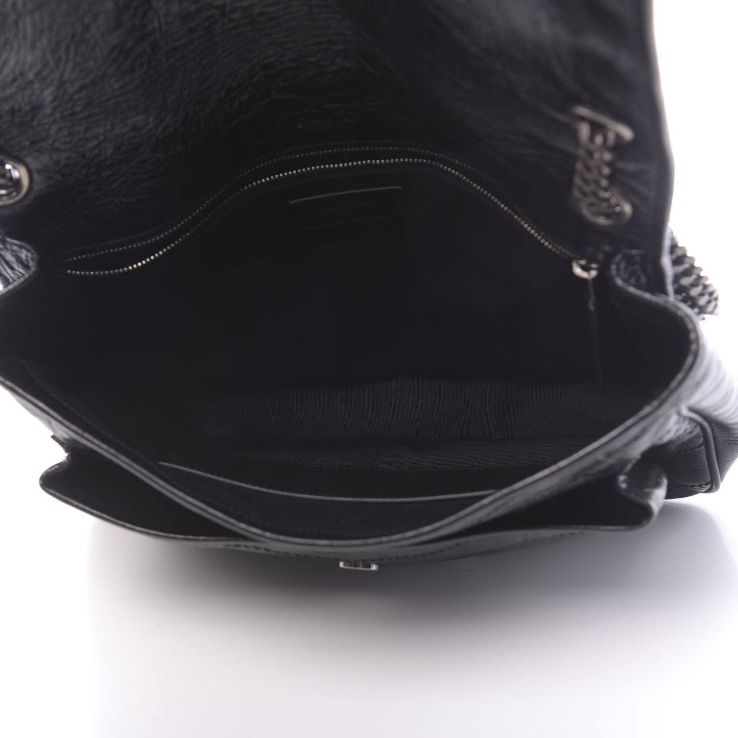 Crinkled Calfskin Matelasse Monogram Large Niki Chain Satchel Black