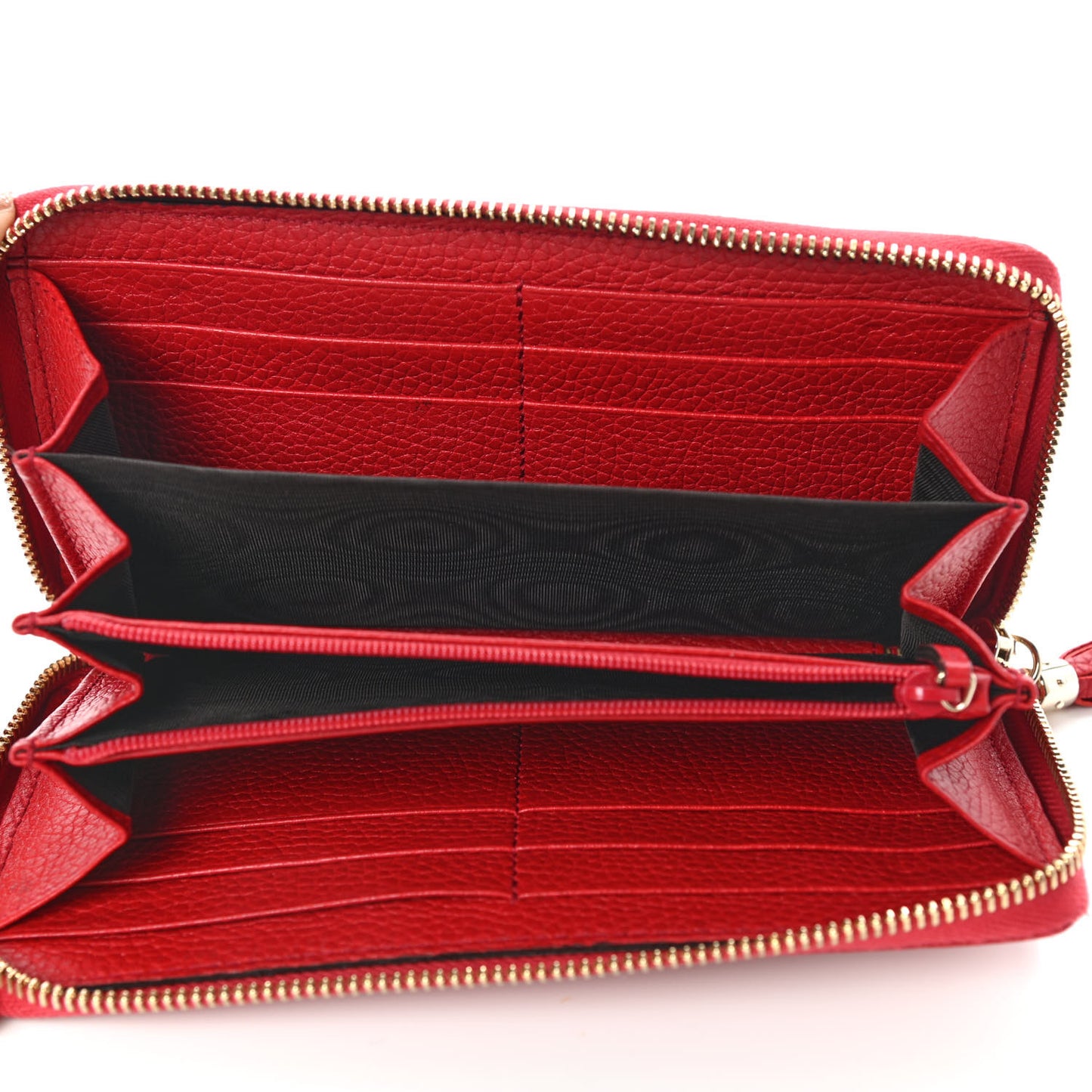 Pebbled Calfskin Soho Zip Around Wallet Red