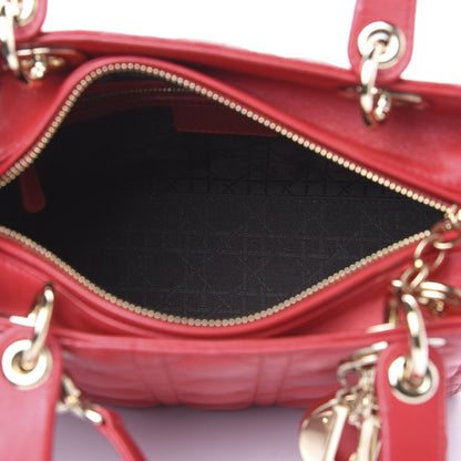 Christian Dior Lambskin Cannage Medium Lady Dior Red 6 of 12
