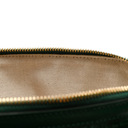 Gucci Straw Azalea Calfskin Woven Mini Horsebit 1955 Top Handle Bag  Emerald 12 of 13