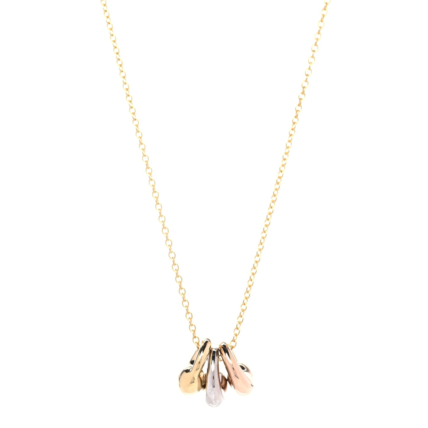 18K Yellow White Rose Gold Elsa Peretti Triple Eternal Circle Pendant Necklace