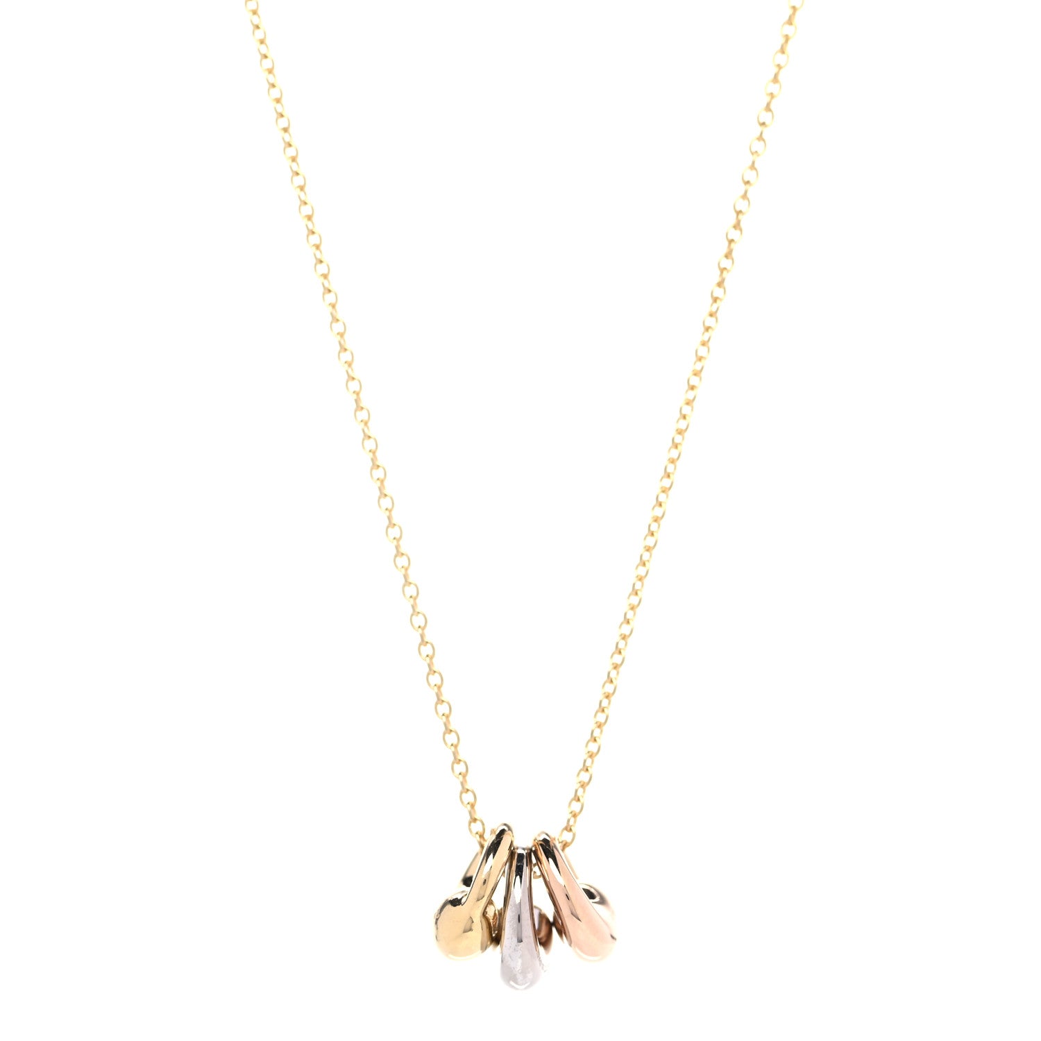 Tiffany 18K Yellow White Rose Gold Elsa Peretti Triple Eternal Circle Pendant Necklace 1 of 7