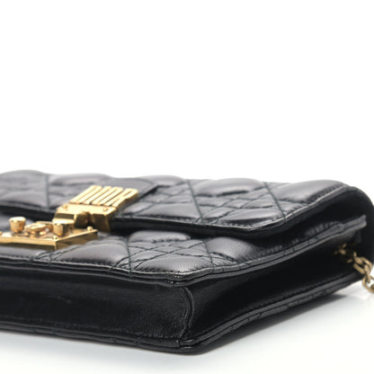 Christian Dior Lambskin Cannage Dioraddict Wallet on Chain Clutch Black 8 of 8